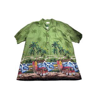 MD Fashion Tropical Beach Surf Novelty Print Mens Hawaiian Shirt L Cotton